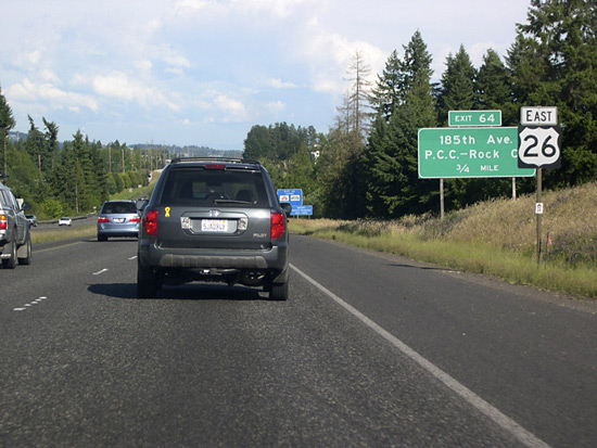 U.S. 26 east at Exit 64 in Beaverton, OR
