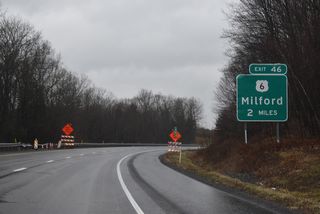 U.S. 6 branches northwest from U.S. 209 in the Pike County seat of Milford ahead of Interstate 84 at Exit 46.
