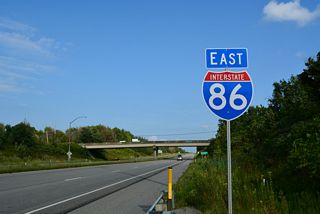 The eastbound beginning of Interstate 86 in Erie County, Pennsylvania