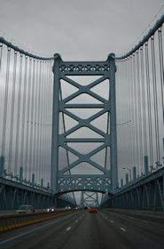 Two 380 foot high towers support the 128 foot wide bridge.1