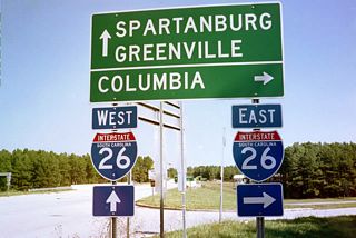 Greenville was referenced on previous signage for Interstate 26 west from S.C. 72.