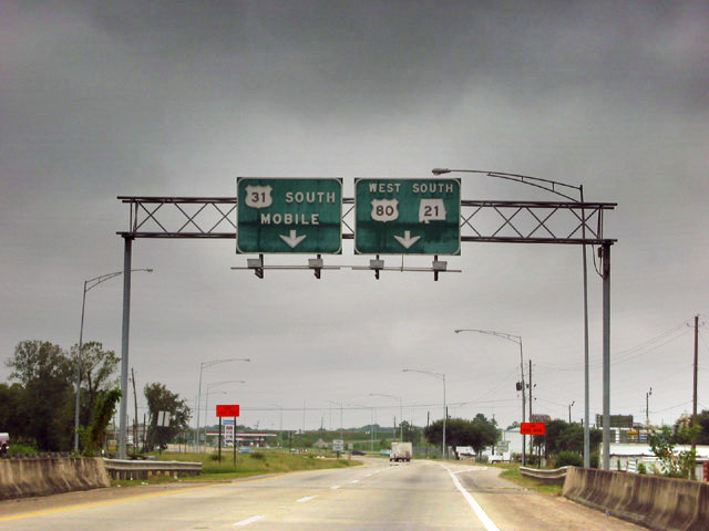 US-31 southbound approaching US-80 and AL-21.