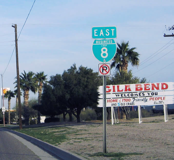 eastbound Business Loop I-8 and northbound Arizona 85 entering Gila Bend.