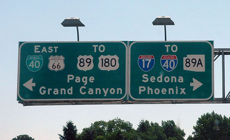 Guide sign listing every route in Flagstaff.