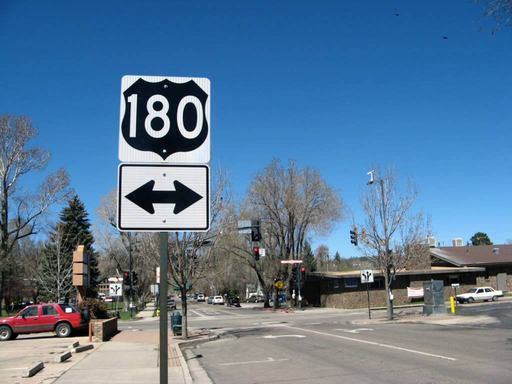 Westbound Birch Avenue approaching U.S. 180/Humphreys Street in Flagstaff.