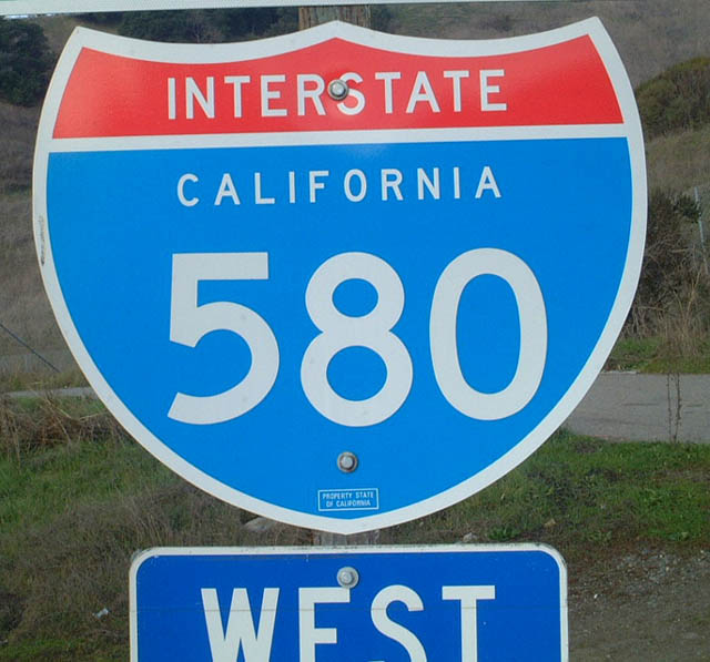 Freeway entrance shield at Crow Canyon Road east of Castro Valley.