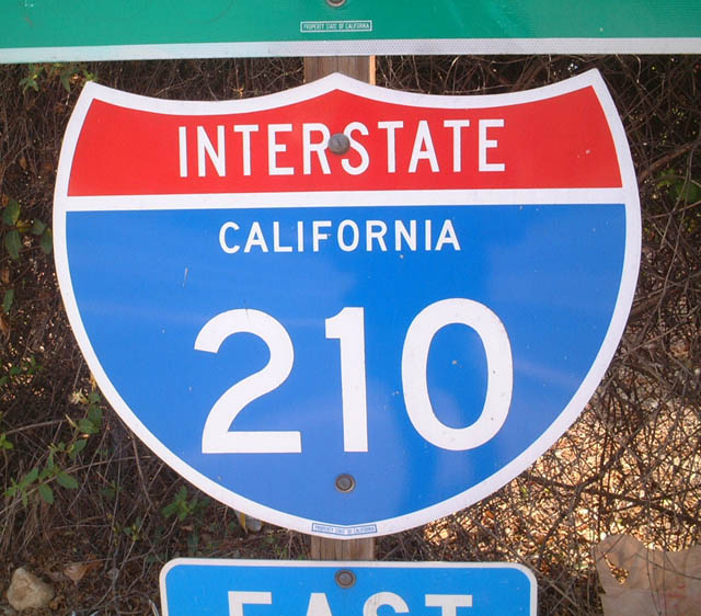 Freeway entrance shield in Pasadena.