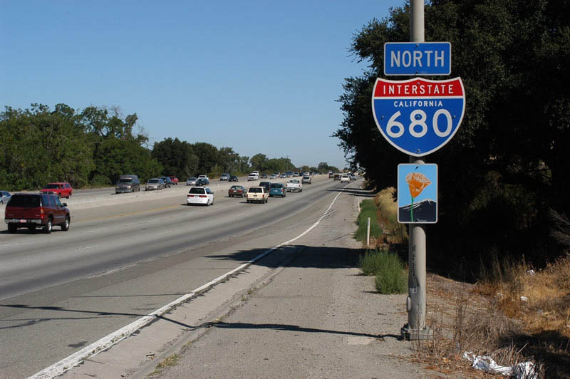 Northbound reassurance shield along scenic section in Contra Costa County.