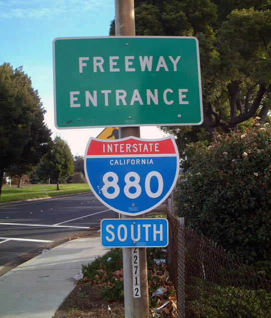 Freeway entrance along eastbound Marina Boulevard (Exit 33).