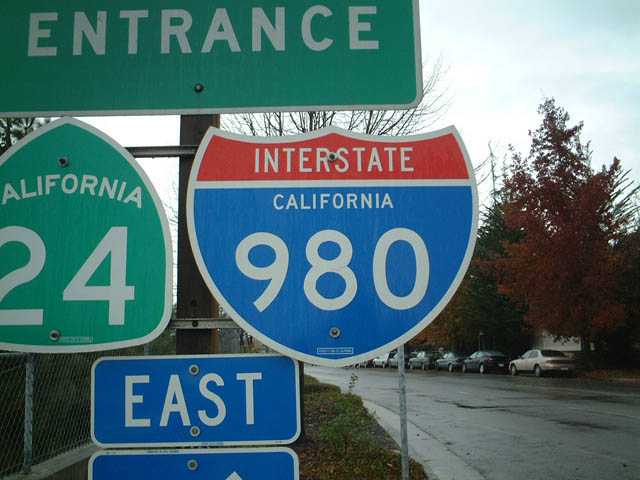 Freeway entrance along Castro Street at 12th Street in downtown Oakland.