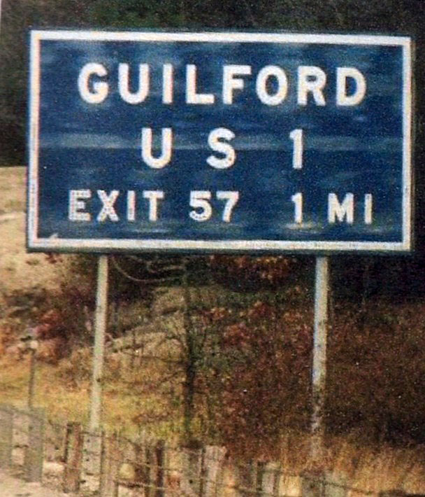 Original blue Connecticut Turnpike guide sign.