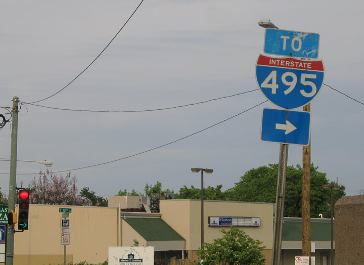 U.S. 13 (Northeast Boulevard) at 12th Street - Wilmington. This was the oldest remaining shield for Interstate 495 still in use at the time.