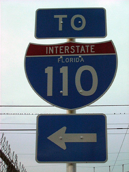 Davis Street northbound at U.S. 90 & 98 and an earlier look at the last Interstate 110 Florida shield posted in Pensacola.