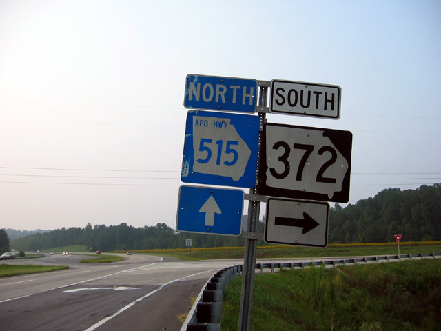 The first shield for Georgia State Route 515 posted after the north end of I-575.