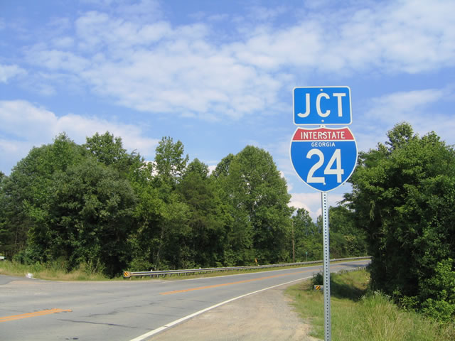 Georgia 299 southbound approaching Exit 169 with Interstate 24.
