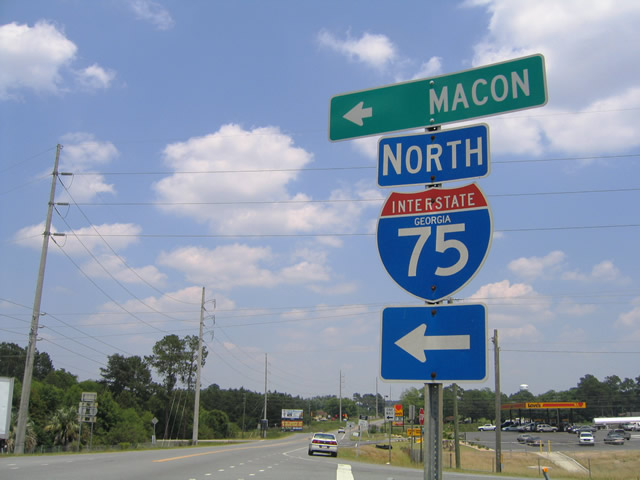 Southwell Boulevard (Business Loop Interstate 75) eastbound at the northbound on-ramp to Interstate 75 (Exit 59) at Tifton.