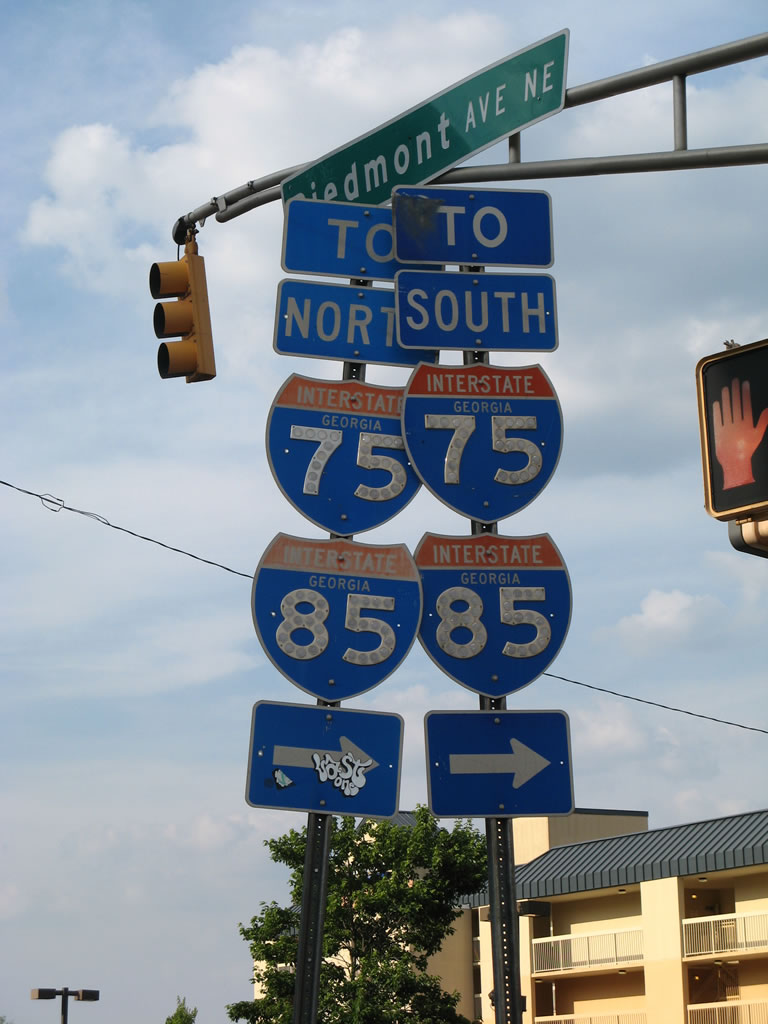 Northbound Piedmont Avenue approaching Ellis Street in downtown Atlanta.
