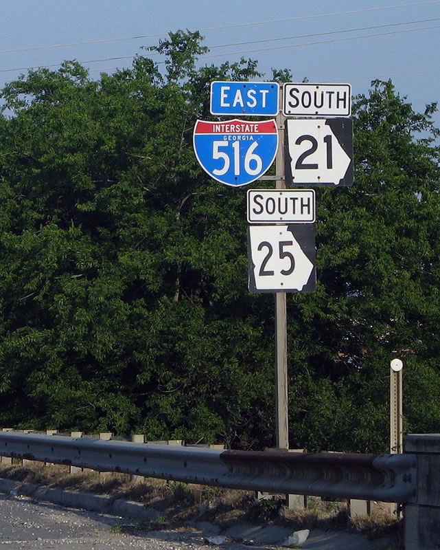 First Interstate 516 shield traveling eastbound.