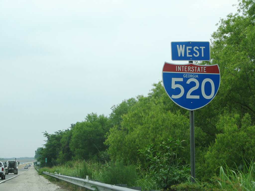 Westbound Interstate 520 after Exits 5A-B, Junction U.S. 1.