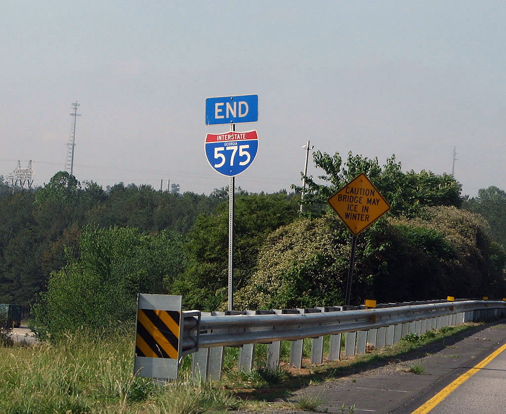 south end of Interstate 575 south prior to merge with Interstate 75 south.