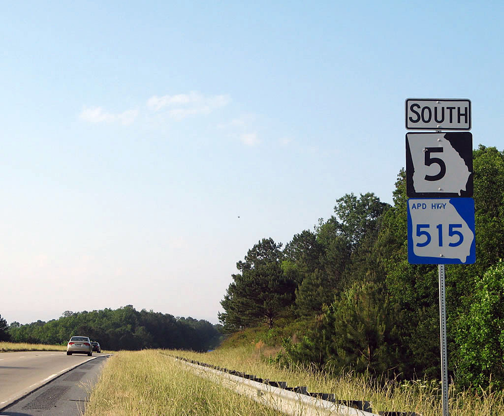 Southbound Georgia 5 and Georgia 515/Appalachian Development Highway after Whitestone Road.