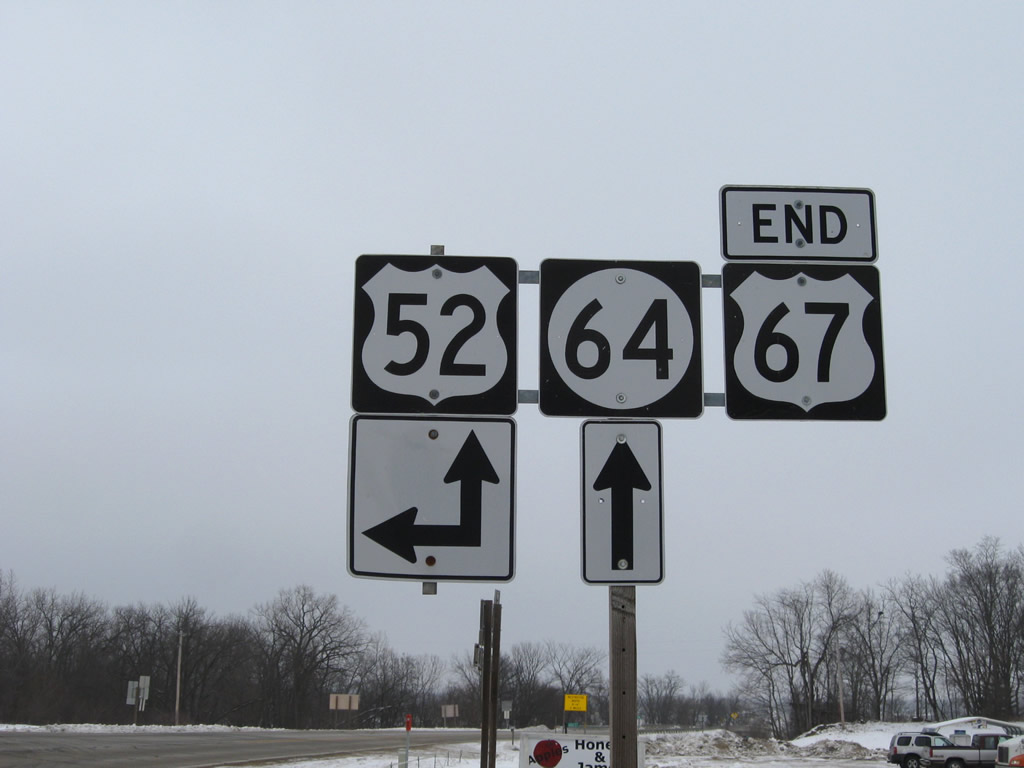 North end of U.S. 67 at junction U.S. 52. Iowa 64 continues from U.S. 67 to U.S. 52.