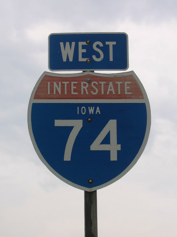Northbound I-74 after Exit 2, Spruce Hills Drive (Jct. U.S. 6).
