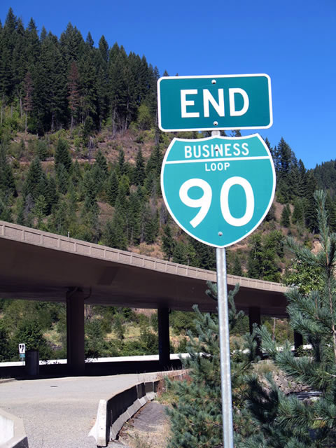 Eastbound Business Loop I-90 in Wallace approaching Interstate 90 and Idaho 4.