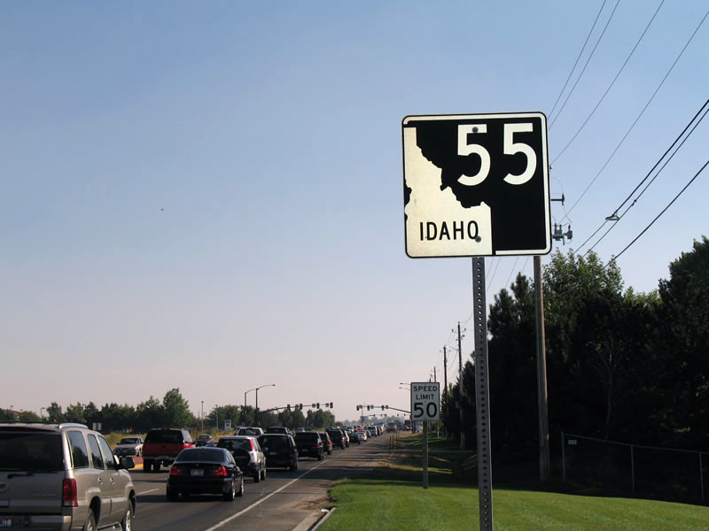 Southbound Idaho 55 after the Franklin Road intersection west of Boise.