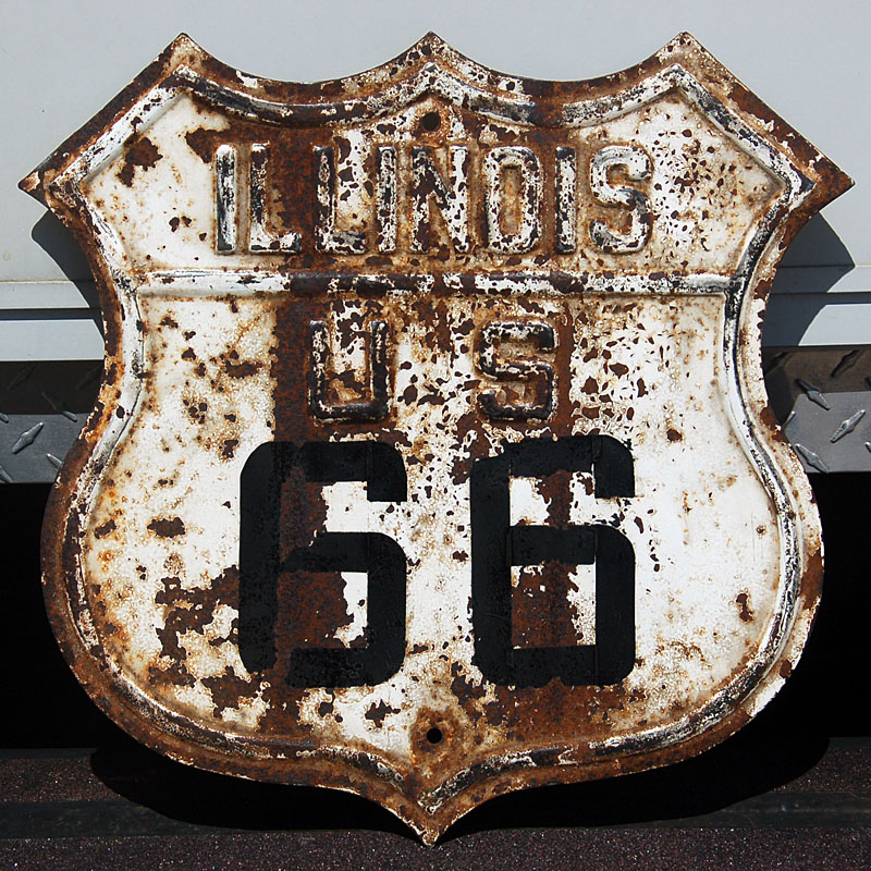 The oldest known Illinois US-66, dating to June, 1934, with the printed number and all other features embossed.