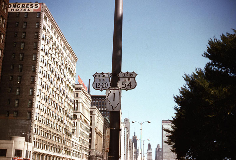 Michigan Avenue, Chicago.  <br><br>

<i>A lucky shot of City Route US 12-20, albeit not yellow in Illinois.</i>