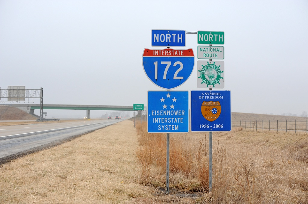 First northbound reassurance shield on Interstate 172 after Interstate 72 interchange.