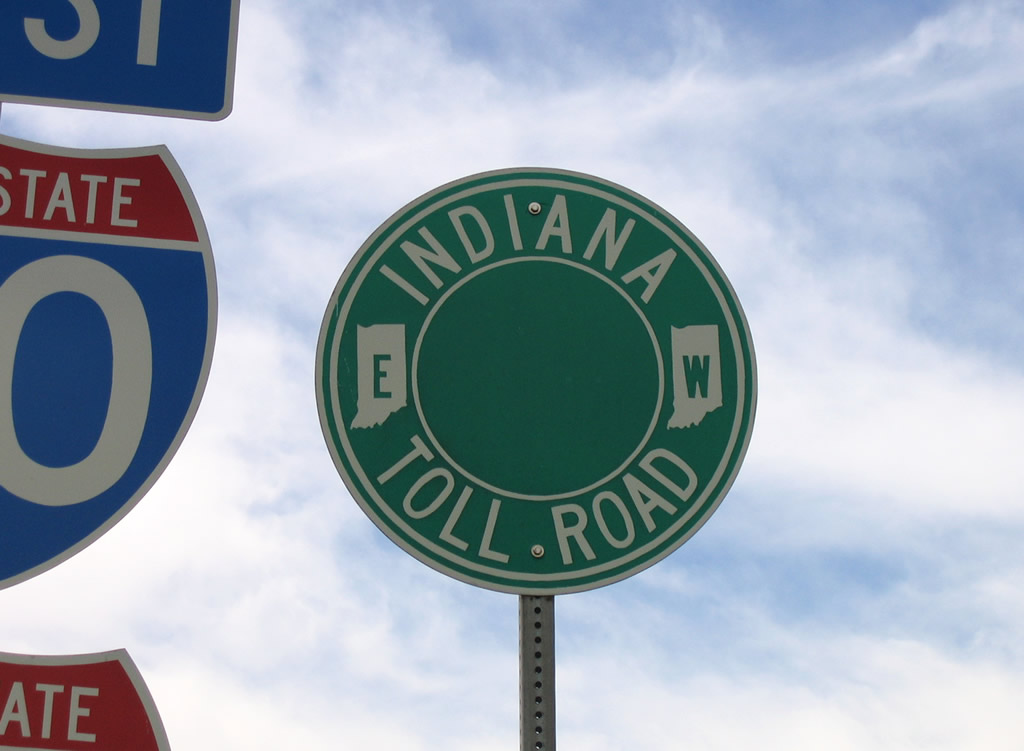 Indiana Toll Road trailblazer westbound between Exits 23 and 21 at Portage. 
