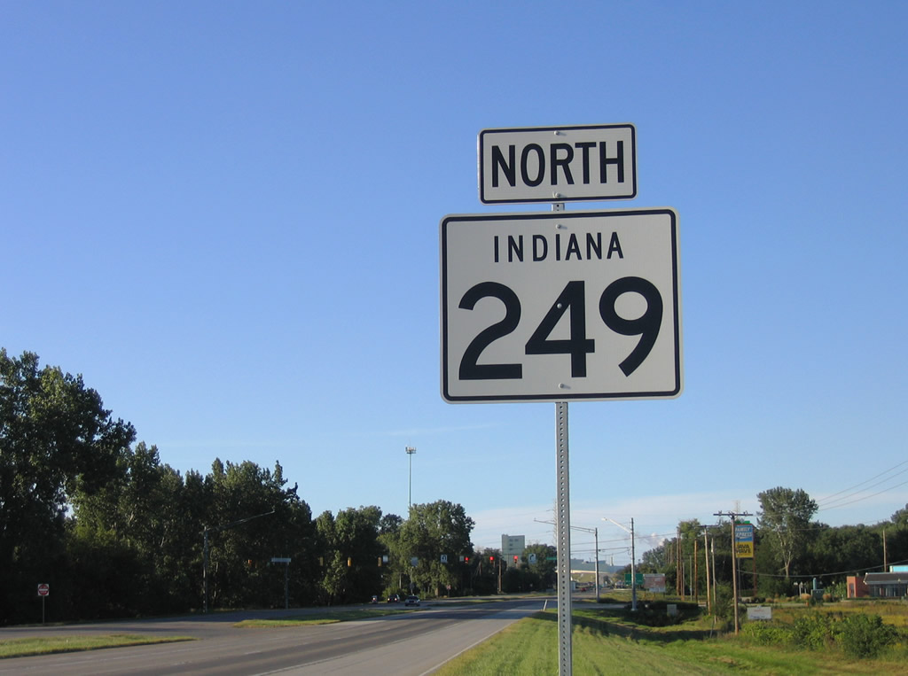 Indiana 249 northbound after the interchange with Interstate 94. 
