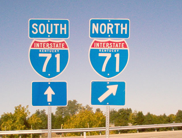 These trailblazer shields for Interstate 71 are located along Kentucky 16 (at Exit 72, Junction Kentucky 16) in Verona.