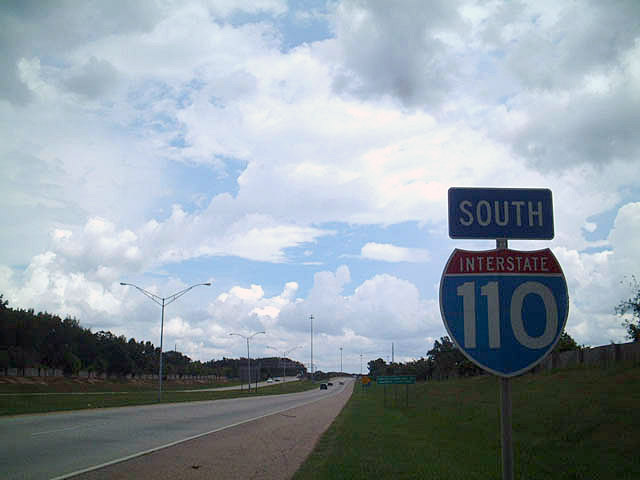 First southbound shield on Interstate 110.
