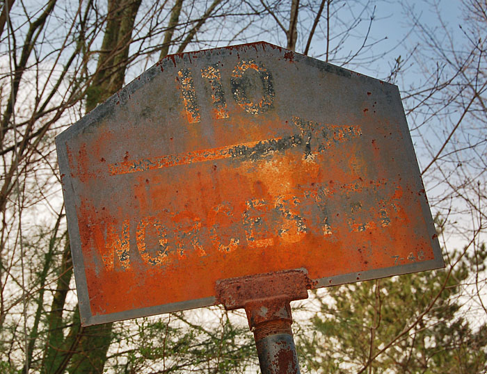 7-48 stamp on this guide sign.