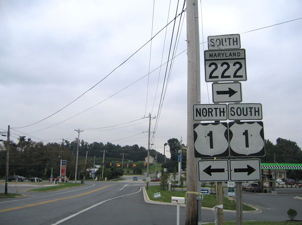 U.S. 222 southbound at its terminus with U.S. 1 in Conowingo.