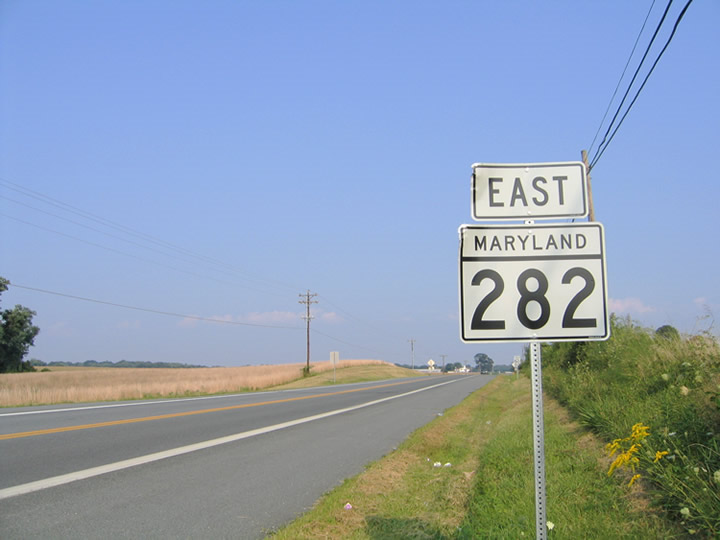The first eastbound shield for Maryland 282 near Crystal Beach.