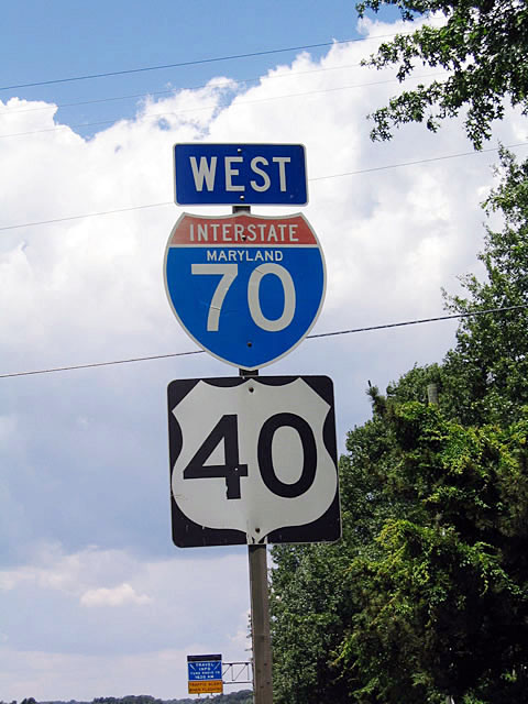 After U.S. 29 along westbound Interstate 70/U.S. 40 - note traffic conditions warning sign in background.