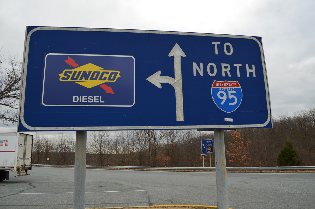 Sign posted near the north exit of the Chesapeake House Service Area on the John F. Kennedy Memorial Highway in Cecil County.