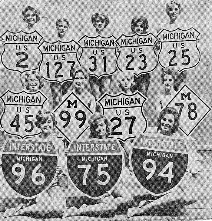 Highway markers of 1963. Scan of Flint Journal "Michigan Week", May 1963, article by Jim Lindsay.