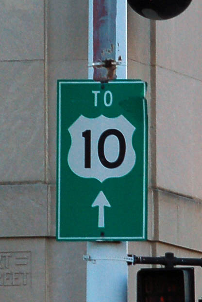 Sign placed well after US-10 was decommissioned in Detroit.