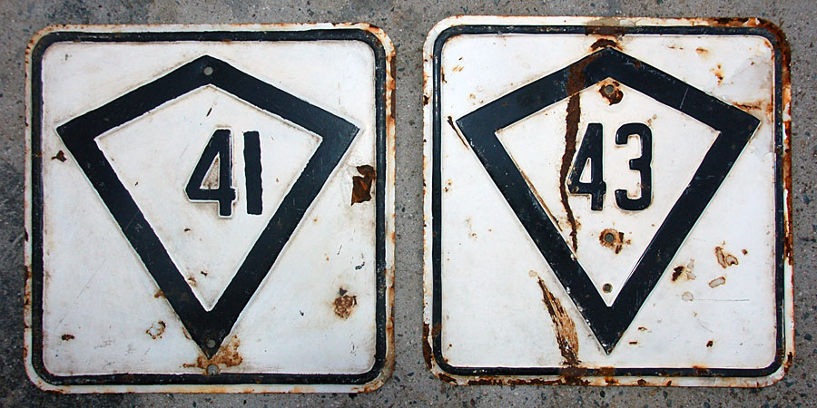 The route 41 marker was originally a 4, and then was adapted by repainting.