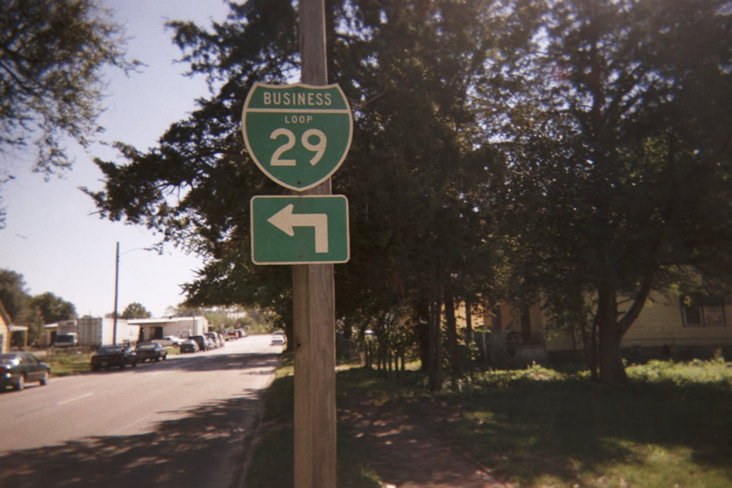 Older Business Loop Interstate 29 sign from St. Joseph.
