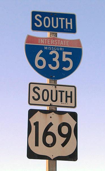 First southbound reassurance shield co-signed with U.S. 169.