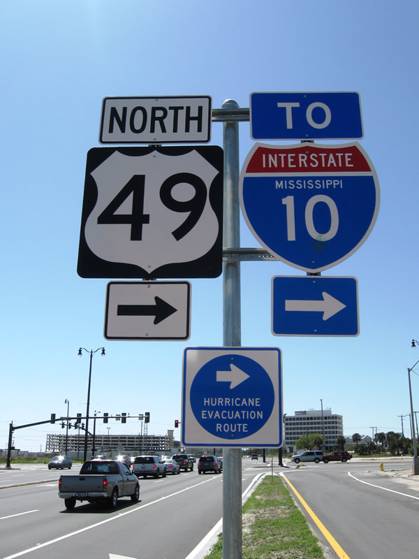 U.S. 90 west at the south end of U.S. 49 in Gulfport. Signs installed 12/15/08.