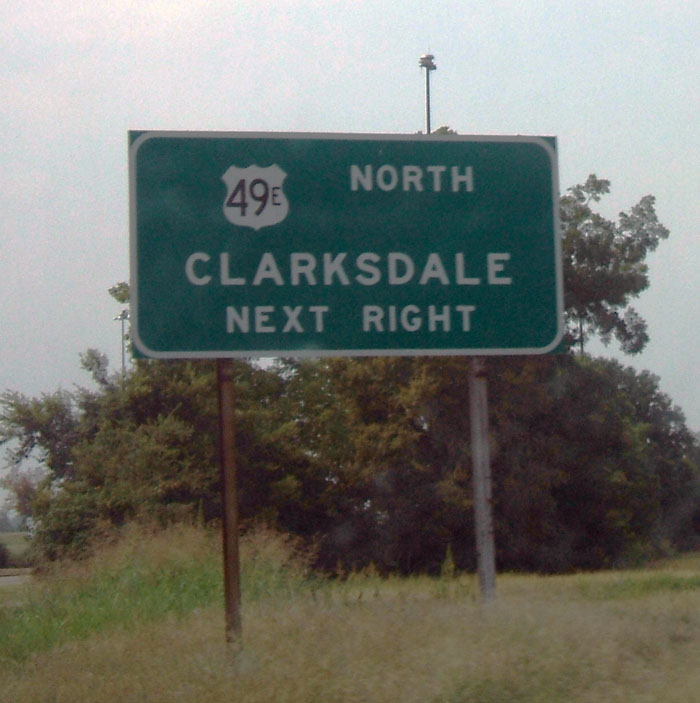 Sign original to when the bypass around Greenwood was built in the early 1970s.