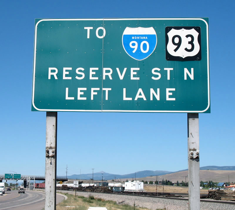 Westbound Business Loop I-90 approaching U.S. 93 in Missoula.