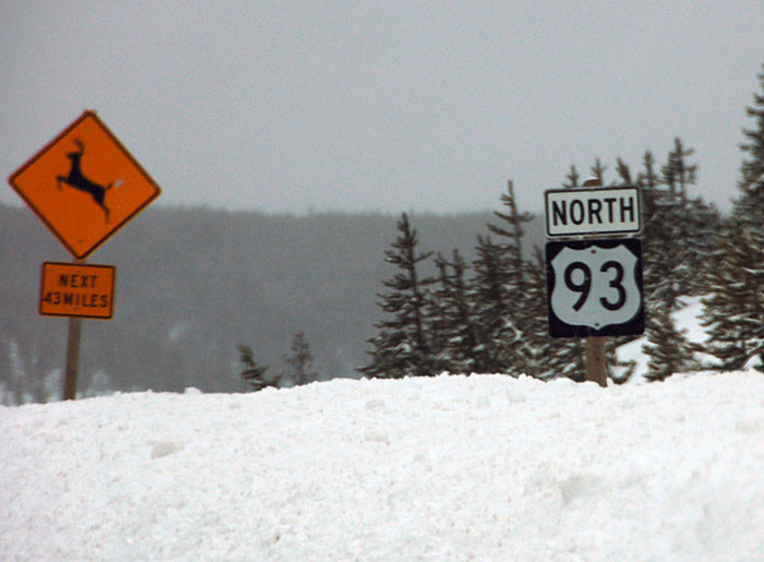 Crossing over from Idaho on US-93 (Lost Trails Pass).